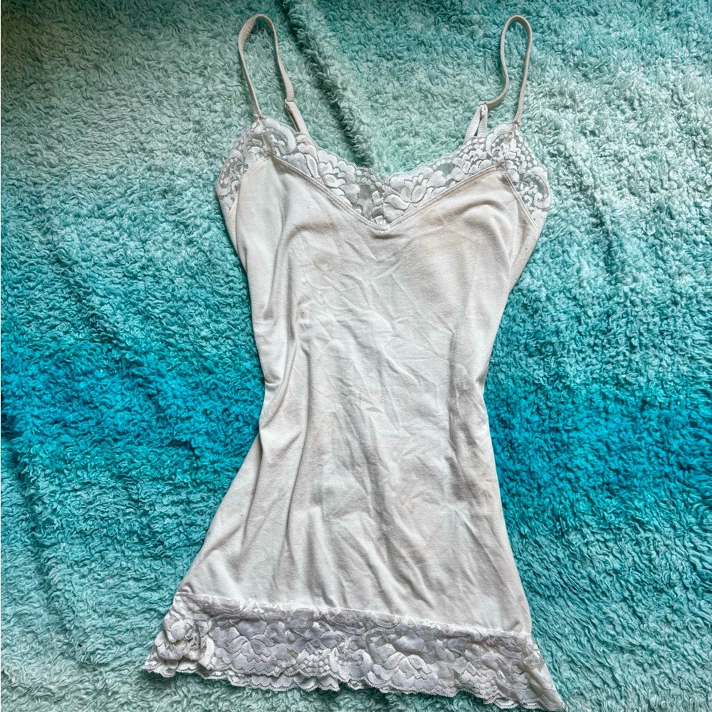Y2K White Lace Trim Cami